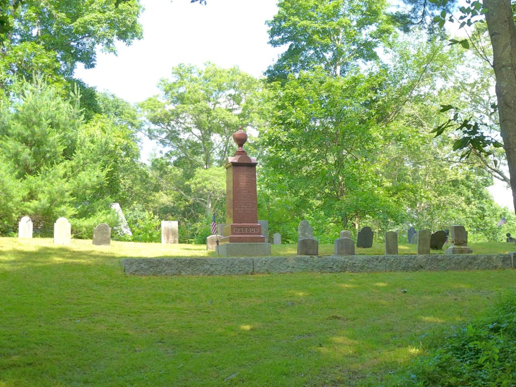 The Magoun Family Cemetery (2 Mile Cemetery) across from the Magoun house in North Pembroke, MA