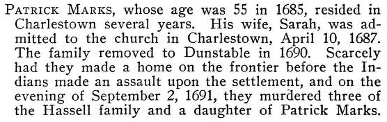 Stearns, Ezra S., 1911 Early generations of the founders of old Dunstable, thirty families. Boston : G. F. Littlefield. p.56